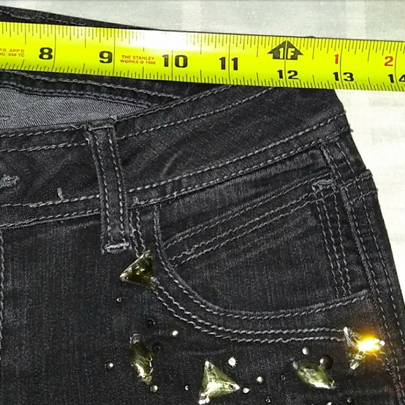Cache Rhinestone Embellished Distressed Denim - Picture 7 of 16